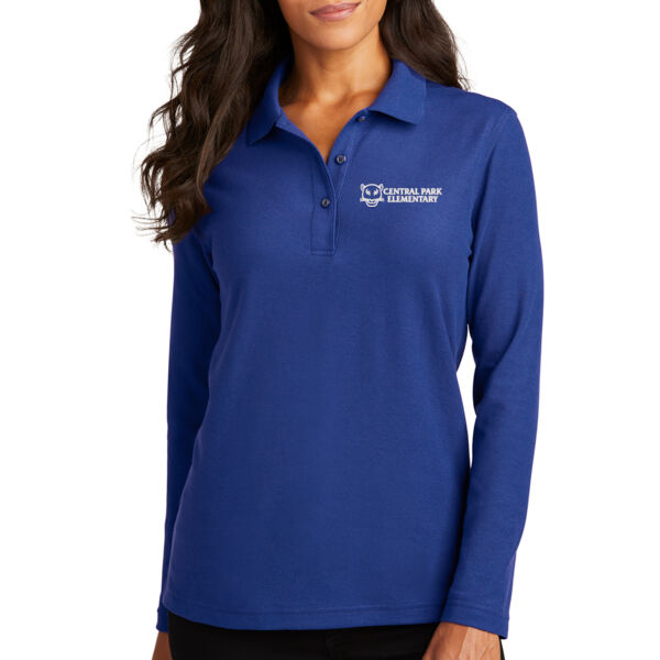 ** STAFF ONLY **  Port Authority® Ladies Silk Touch™ Long Sleeve Polo - Embroidered Logo Thumbnail