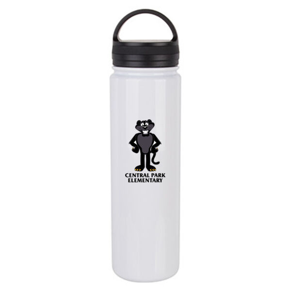 23 oz. Stainless Steel Flask Bottle w/ Portable Lid - Sublimated Logo Thumbnail