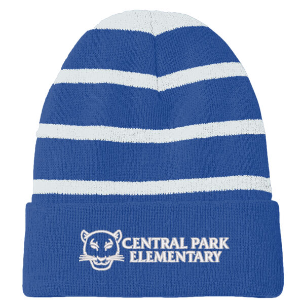 Sport-Tek® Striped Beanie with Solid Band - Embroidered Logo Thumbnail